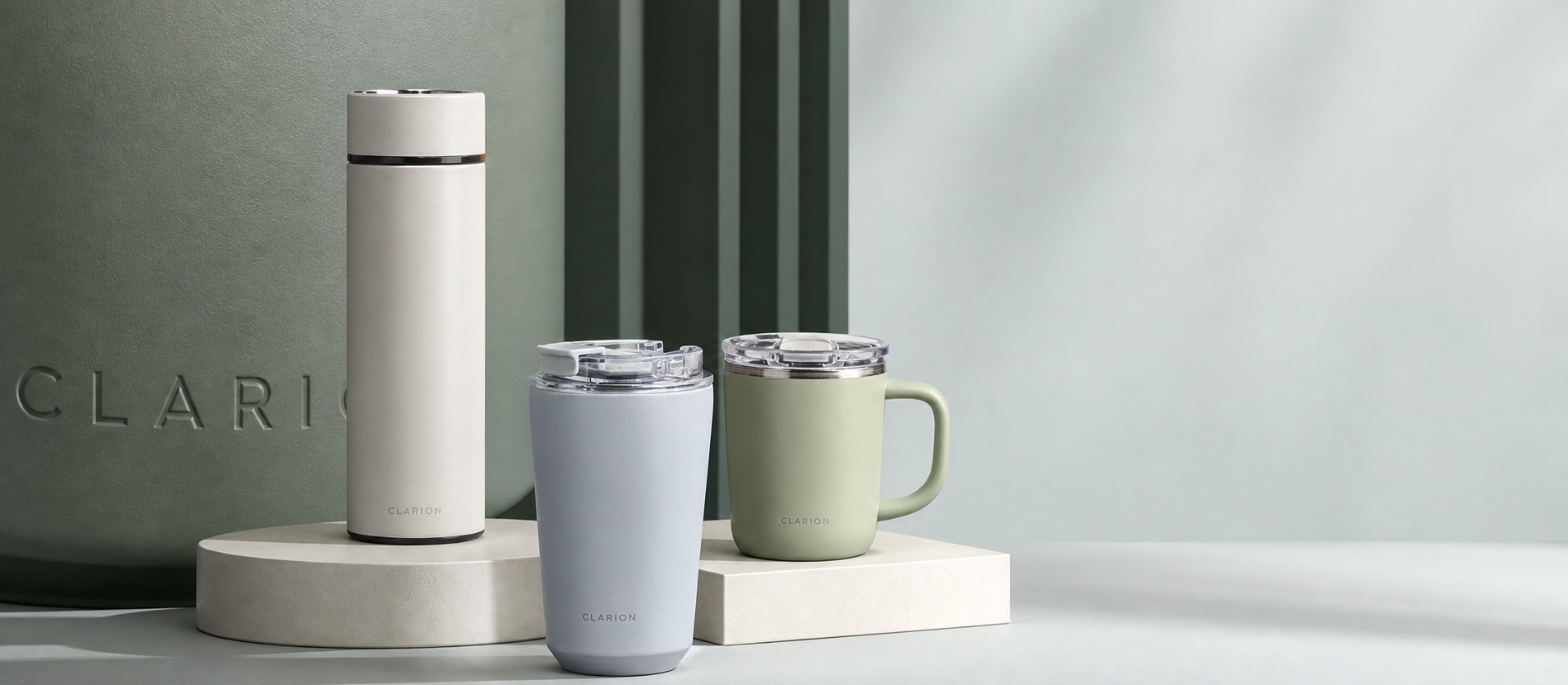 Clarion custom drinkware colors and logo finish directions