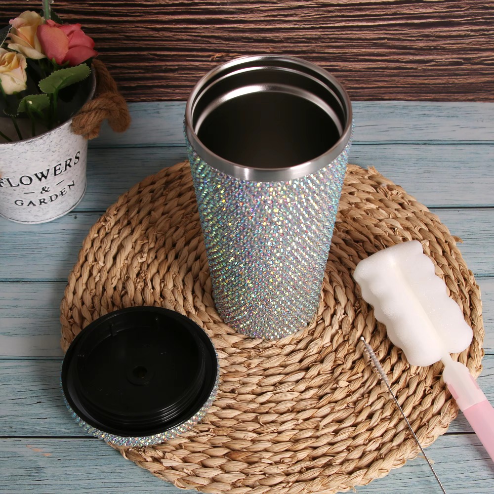 CrystalSpark 500/750ml rhinestone straw tumbler view 4