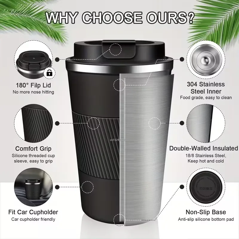 RoadSeal 380/510ml Leakproof Thermal Coffee Mug
